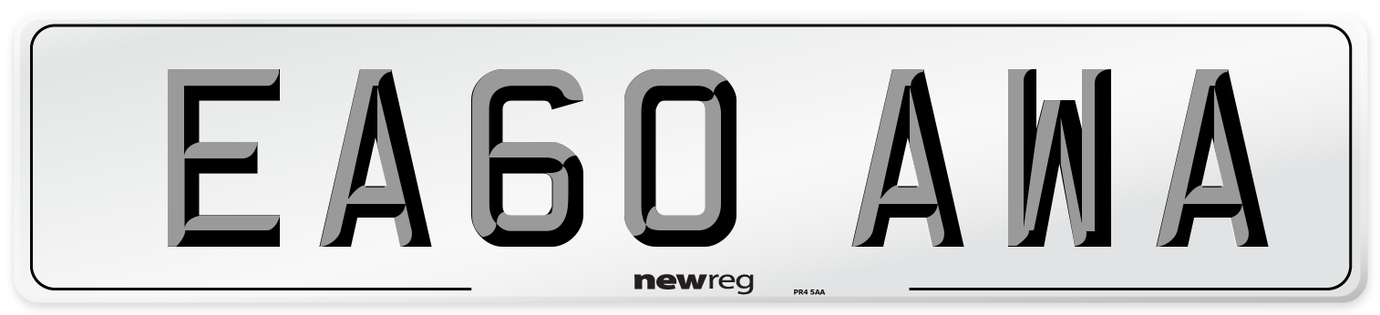 EA60 AWA Number Plate from New Reg